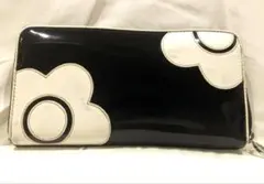 MARY QUANT 長財布 ブラック ホワイト エナメル　マリークワント