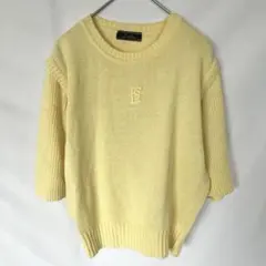 Leilian 半袖ニット イエロー サマーニット 刺繍ロゴ 綿混 薄手 春夏のサムネイル