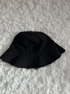 黒 フリンジエッジ バケットハット