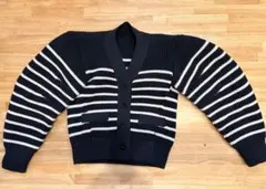 sacai ホリゾンタルストライプ クロップド ニットカーディガン size1のサムネイル