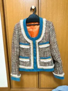 ノーカラーツイードジャケット