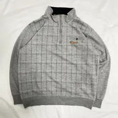 ハーフジップ チェック スウェット グレー ウィンドウペン シティボーイ レトロ
