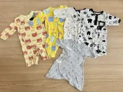 春〜秋用、動物柄ロンパース 4点セット +未使用肌着1点