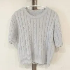 ラウンドケーブル半袖ニット グレー / DHOLIC