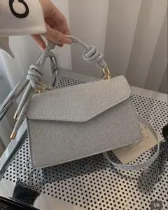 【美品】結婚式/バッグ/セレモニーバッグ/ショルダー/シルバー/キラキラ