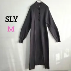 1544 SLY ロングワンピース リブニット ハイネック ハーフボタン
