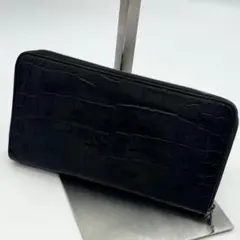 セリーヌ　クロコ型押し　長財布　ラウンドジップ　ブラックのサムネイル