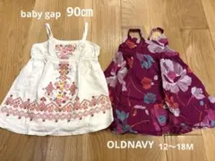 gap◻︎OLDNAVY ベビーワンピース 2枚セット 12-18M 90㎝のサムネイル