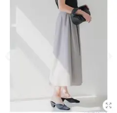 新品　coca ハイウエストフレアスカート　ライトグレー ロング丈