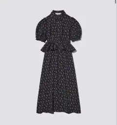 最終値下げGU ブラック 花柄 シャツワンピース 半袖