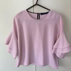 ZARA WOMAN フリル袖ブラウス M 薄いピンク