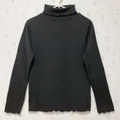 長袖 トップス フリル ブラック