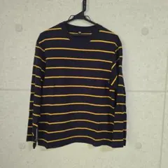 ネイビー・イエロー ストライプ 長袖Tシャツ