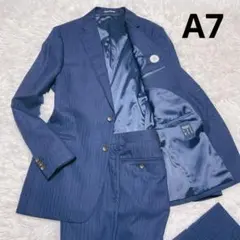 美品パーソンズフォーメン セットアップスーツ 総裏 ネイビーストライプA7 XL