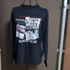 グラフィックプリント 長袖カットソー 黒