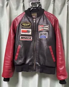 VANSON チームジャケット 赤黒レザージャケット【年代物・古着】 2025年最新】バンソン VANSON チームの人気アイテム - メルカリ