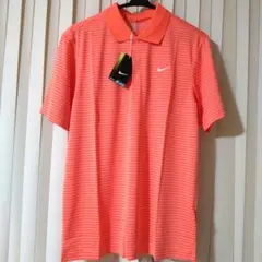 Nike オレンジ ストライプ ポロシャツゴルフ 未使用タグ付き 機能付き
