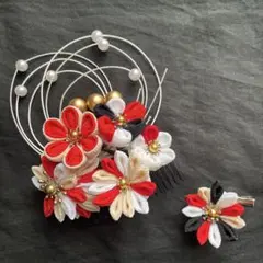 【ハンドメイド】髪飾り　つまみ細工　２点セット