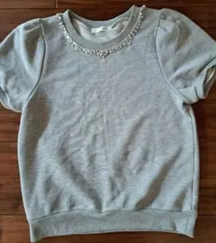 ローリーズファーム　ビジュー付きグレー　カットソー　半袖