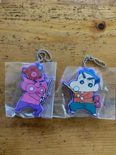 【2種セット】クレヨンしんちゃん×サンリオキャラクターズ ラバーマスコット2