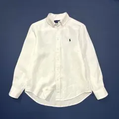 f26 POLO RALPH LAUREN リネン100%長袖シャツ　ポニー刺繍
