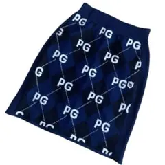 ✨美品✨パーリーゲイツ　ニットスカート　総柄　ネイビー　レディース0 Sサイズ