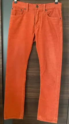 オレンジ コーデュロイ ストレートパンツ