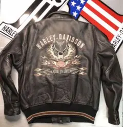 Harley Davidson美品　ハーレーダビッドソンライダージャケット炎刺繍