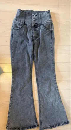 ハイウエスト フレアデニムパンツ グレー WEGO