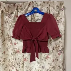 きなこわらび様専用‼️最終値下げ‼️赤色 リボン付きブラウス