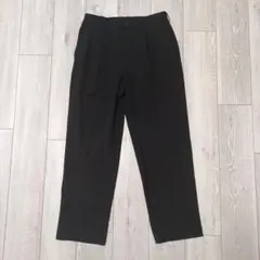 美品☆ユニクロ　タックワイドパンツ☆ウールライク厚手ブラックM股下73.5