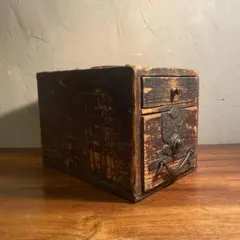 明治 硯箱 時代金具銭函 小引き出し アンティーク 骨董品 古道具