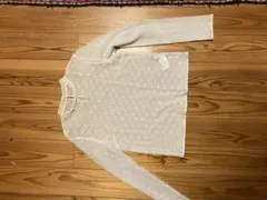 ドット柄 レース 長袖トップス