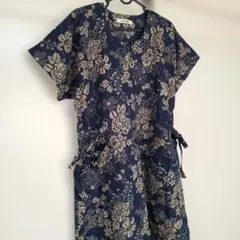 ★美品★　昭和レトロ　和柄　夏の半袖ワンピース　ヴィンテージ