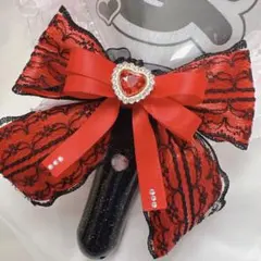 ペンライトリボン キンブレリボン 赤 レッドレース黒 E