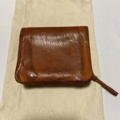 genten ブラウンレザー 二つ折り財布