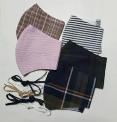 ハンドメイド　メンズインナーマスク&マスクカバー　5点セット