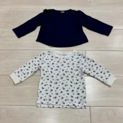 （20） プティマイン100サイズ 2枚セット 花柄 カットソー