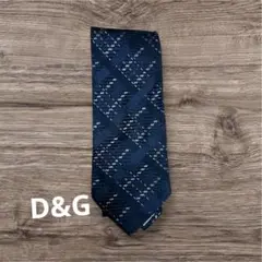 【最終お値下げ】DOLCE GABBANAネイビー チェック柄 シルクネクタイ