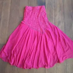 ピンク社交ダンスドレス フレアスカート
