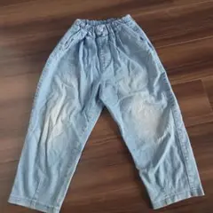 ライトブルー デニムワイドパンツ ウエストゴムのサムネイル