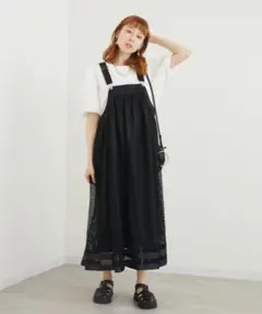 メッシュジャンパースカート シアーワンピ ブラック 33℃