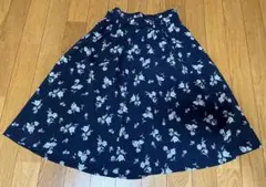 GLACIER ネイビー 花柄 フレアスカート S 洋服 古着のサムネイル