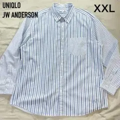 ユニクロ×JWアンダーソン ストライプ長袖シャツ XXL ブルー 白 綿100%