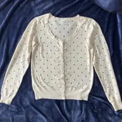 訳ありLODISPOTTOバイカラードット刺繍ニットカーディガン アイボリーM