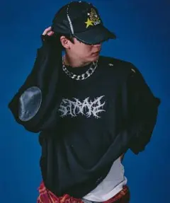 希少タグ付【GALFY/ガルフィー】バチバチピアスニットXL　ブラック　ゆったりのサムネイル