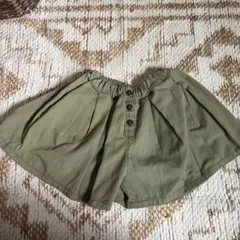 スカート見えショートパンツ　女の子　キュロットスカート　110　カーキ