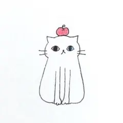 【1202】【白猫の絵】オリジナル手描きアナログイラスト原画　自作創作アート作品