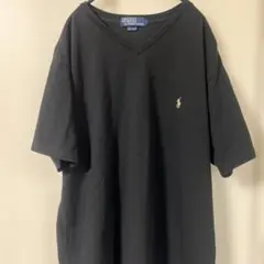定番】ポロ ラルフローレン Vネック Tシャツ ブラック Lサイズ 金刺繍