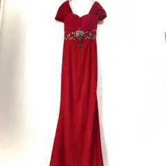 PREMIUM Andyビジュー キャバロングドレス 赤 S タイト